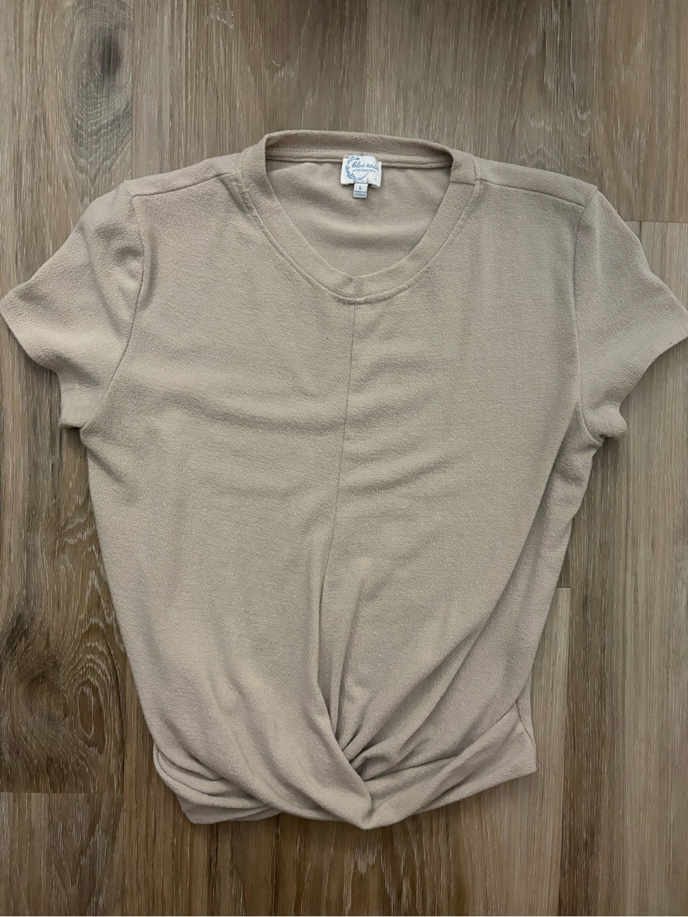 Francesca's Collections Twist-Front Short Sleeve Top - Beige